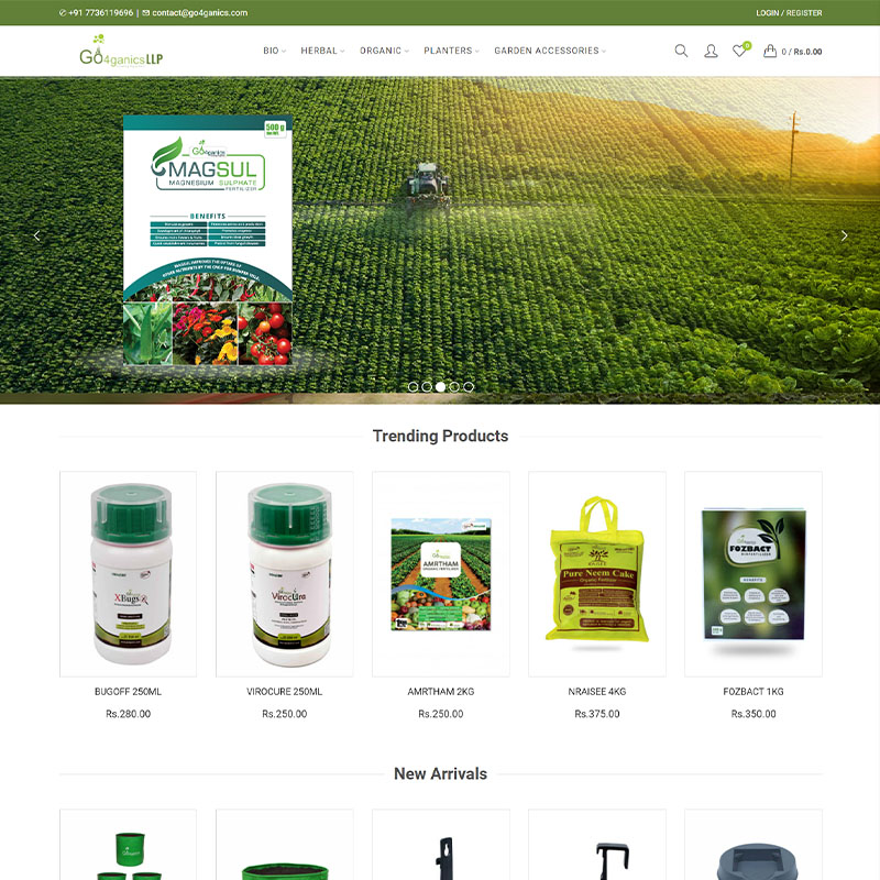 Organic Farming Products Ecommerce Website Development
